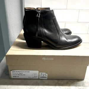 Madewell side zip leather boots in black size 6